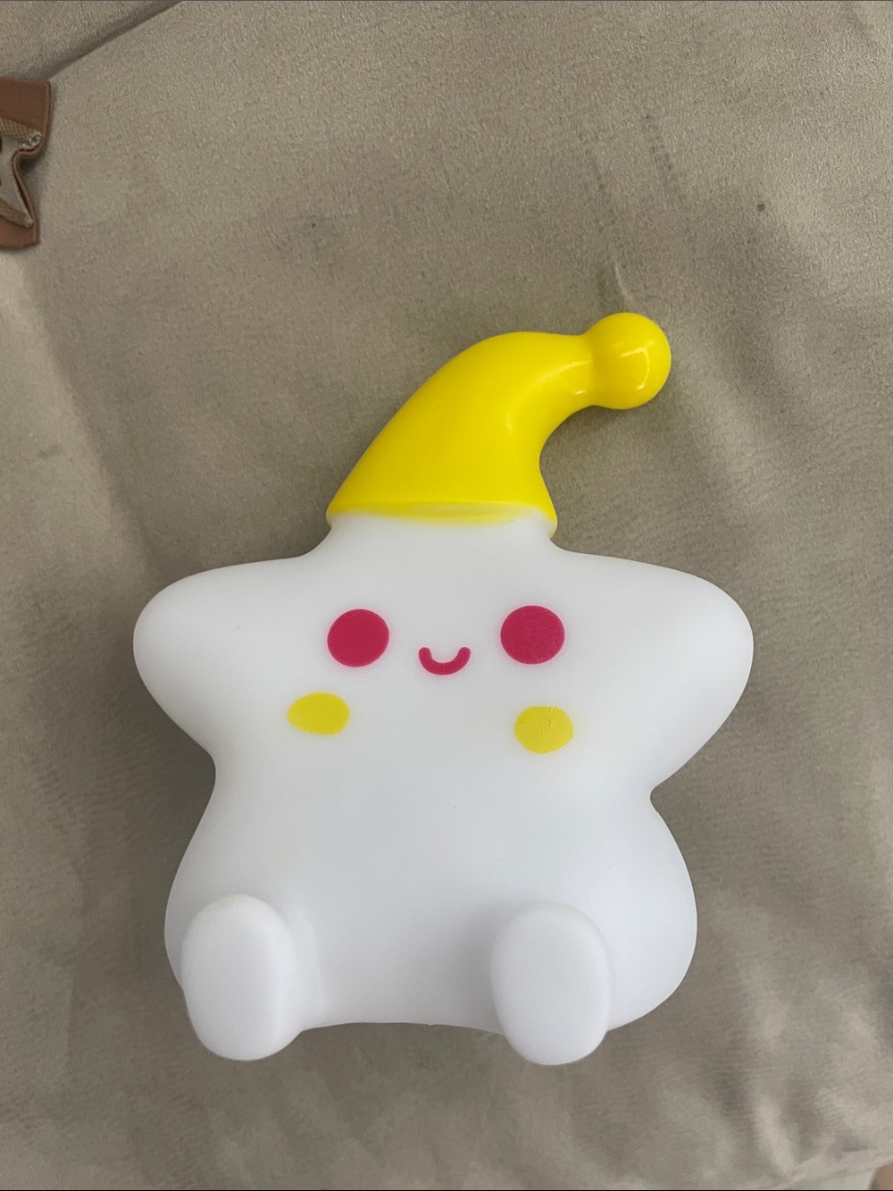 Cute White Star Plush Light Toy with Yellow Hat - Kids Toy